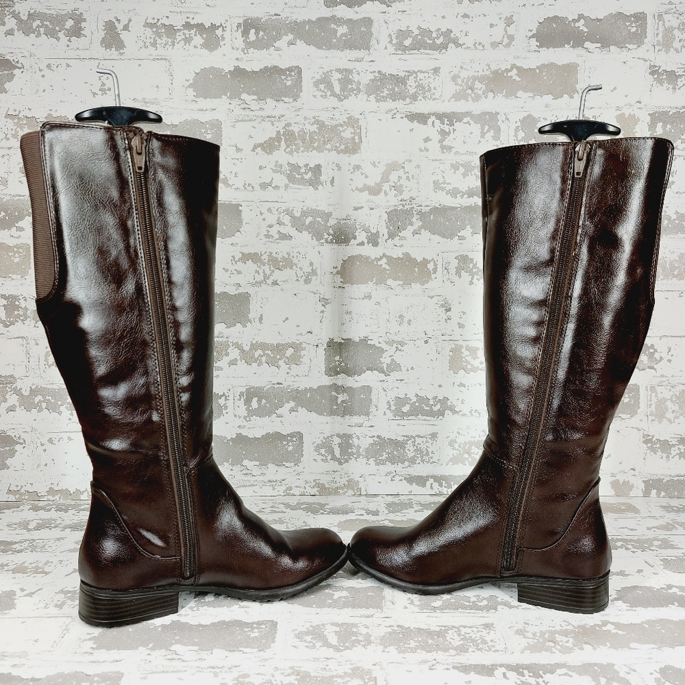 LifeStride Xripley Brown Faux Leather Side Zip Knee High Riding Boots T162 - Picture 5 of 9